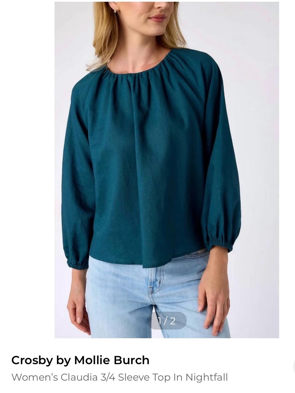 NWT! CROSBY by Mollie Burch 3/4 Sleeve Claudia Top